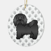 Black Havanese Cute Cartoon Dog Illustratie Keramisch Ornament (Links)