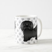 Black Havanese Cute Cartoon Dog Illustratie Koffiemok (Voorkant rechts)