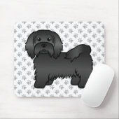 Black Havanese Cute Cartoon Dog Illustratie Muismat (Met muis)