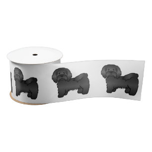 Black Havanese Cute Cartoon Dog Illustratie Satijnen Lint