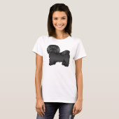 Black Havanese Cute Cartoon Dog Illustratie T-shirt (Voorkant volledig)