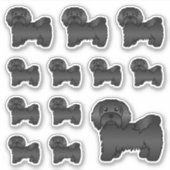 Black Havanese Cute Cartoon Dog Illustraties Sticker (Voorkant)