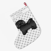 Black Havanese Cute Cartoon Dog & Name Grote Kerstsok (Achterkant (Hangend))