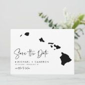 Black Hawaii Map Modern Minimal Script Save The Date (Staand voorkant)