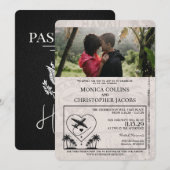 Black Hawaii Passport Wedding Invitation Kaart (Voorkant / Achterkant)