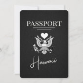 Black Hawaii Passport Wedding Invitation Kaart (Achterkant)