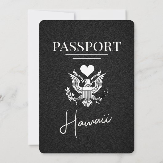 Black Hawaii Passport Wedding Invitation Kaart (Achterkant)