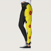 Black Hawaii State Flower Yellow Hibiscus Leggings (Links)