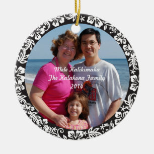 Black Hawaiian Hibiscus Kerstfotoornament Keramisch Ornament