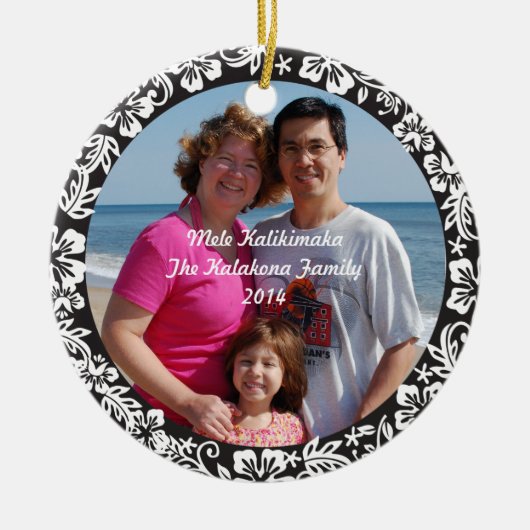 Black Hawaiian Hibiscus Kerstfotoornament Keramisch Ornament (Voorkant)