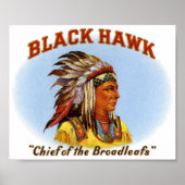 Black Hawk Chief of the Broadleafs Cigar Label Poster (Voorkant)