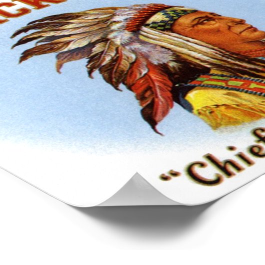 Black Hawk Chief of the Broadleafs Cigar Label Poster (Hoek)