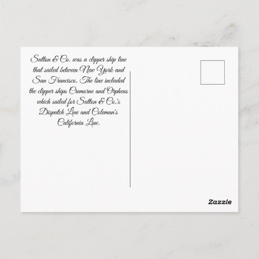 Black Hawk Clipper Zeilen Briefkaart (Achterkant)