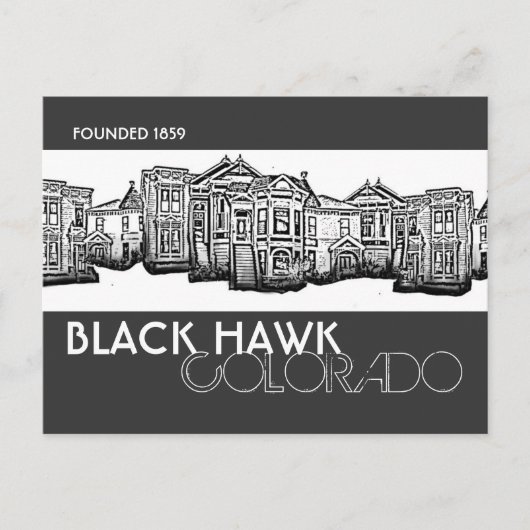 Black Hawk Colorado briefkaart van oude stadsgebou (Voorkant)