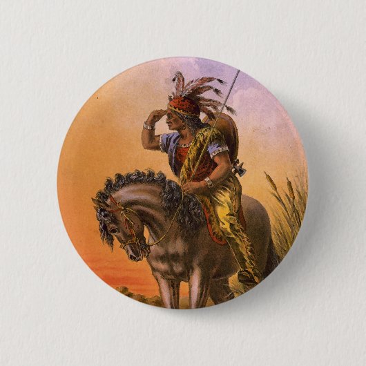 Black Hawk Native American Indian Ronde Button 5,7 Cm (Voorkant)