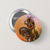 Black Hawk Native American Indian Ronde Button 5,7 Cm (Voorkant /achterkant)