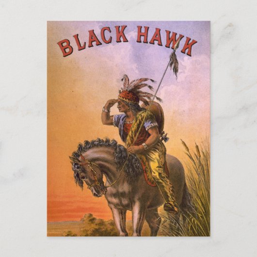 Black Hawk Native Indiaanse Briefkaart (Voorkant)