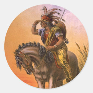 Black Hawk Native Indiaanse Ronde Sticker