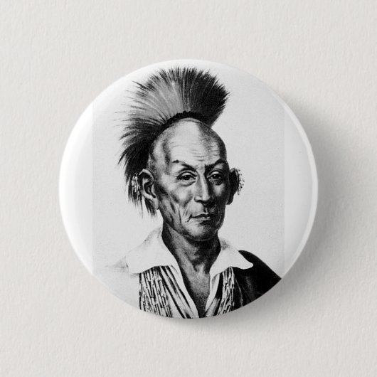 Black Hawk ~ Sac Sauk Indian Chief Ronde Button 5,7 Cm (Voorkant)