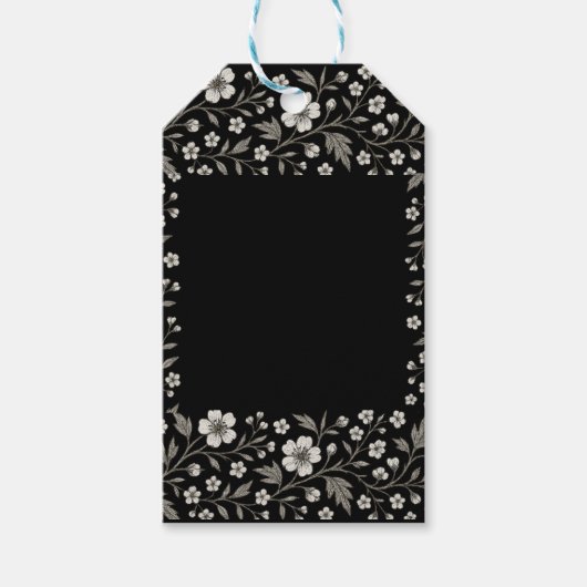 Black Hawthorn Floral Boundary Design Cadeaulabel (Voorkant)