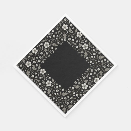 Black Hawthorn Floral Boundary Design Servet (Hoek)