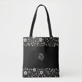 Black Hawthorn Floral Boundary Design Tote Bag (Voorkant)
