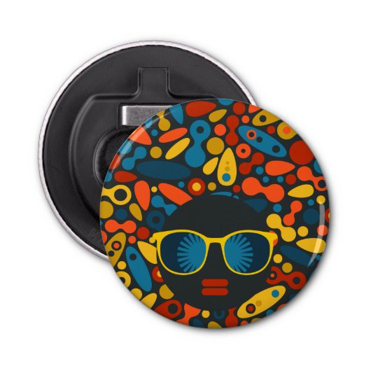 Black Head Woman #1 Button Flesopener (Voorkant)