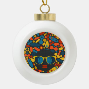 Black Head Woman #1 Keramische Bal Ornament