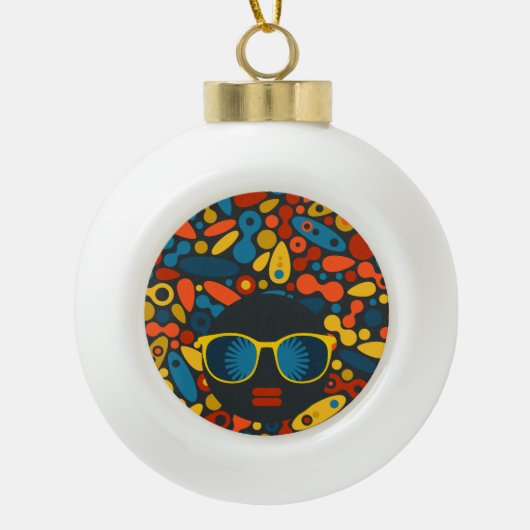 Black Head Woman #1 Keramische Bal Ornament (Voorkant)