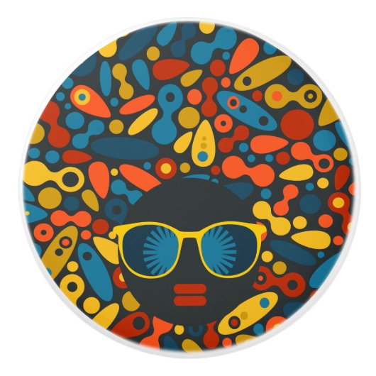 Black Head Woman #1 Keramische Knop (Voorkant)