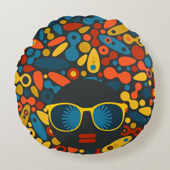 Black Head Woman #1 Rond Kussen (Voorkant)