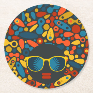 Black Head Woman #1 Ronde Kartonnen Onderzetter