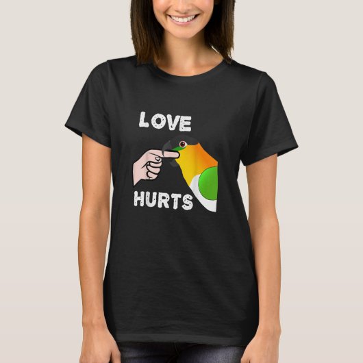 Black Headed Caique Parrot Love Hurts T-shirt (Voorkant)