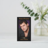 Black Headshot Business Card-sjabloon Visitekaartje (Staand voorkant)