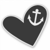 Black Heart Anchor Transparent Sticker (Voorkant)