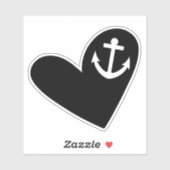 Black Heart Anchor Transparent Sticker (Vel)