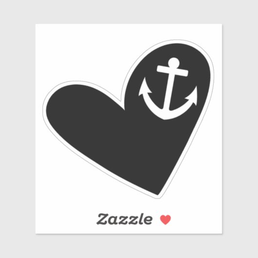 Black Heart Anchor Transparent Sticker (Vel)