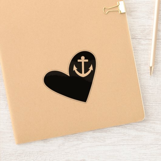 Black Heart Anchor Transparent Sticker (Notitieboek)