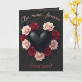 Black Heart And Wreath Of Black Roses Kaart (Gele Bloem)