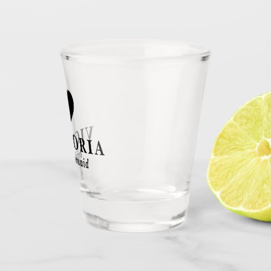 Black Heart Bridesmaid Personalized Weddenschap Shot Glas (Rechts)