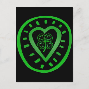 Black Heart Clover St Patrick's Day Briefkaart