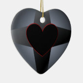 Black Heart Cross Keramisch Ornament (Rechts)