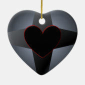 Black Heart Cross Keramisch Ornament (Achterkant)