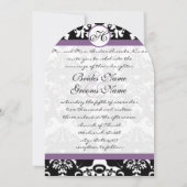 Black Heart Damask Paarse Trim Weddenschap Kaart (Achterkant)