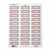 Black Heart Damask Red Font Return Label (Full Sheet)