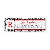 Black Heart Damask Red Font Return Label (Voorkant)