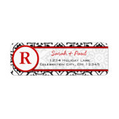 Black Heart Damask Red Font Return Label (Voorkant)