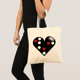 Black Heart Domino Tote Bag