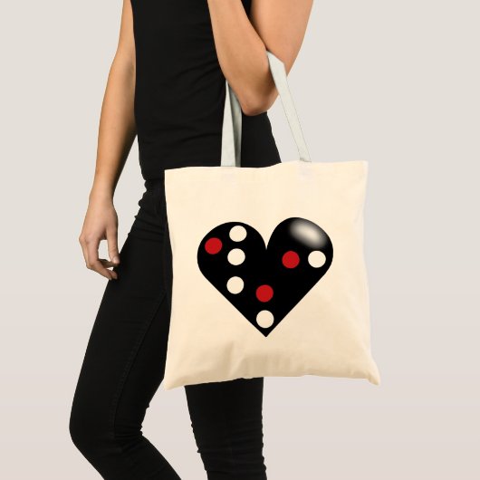 Black Heart Domino Tote Bag (Voorkant (product))