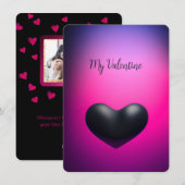 Black Heart Elegant Simple Photo Valentijn Kaart (Voorkant / Achterkant)